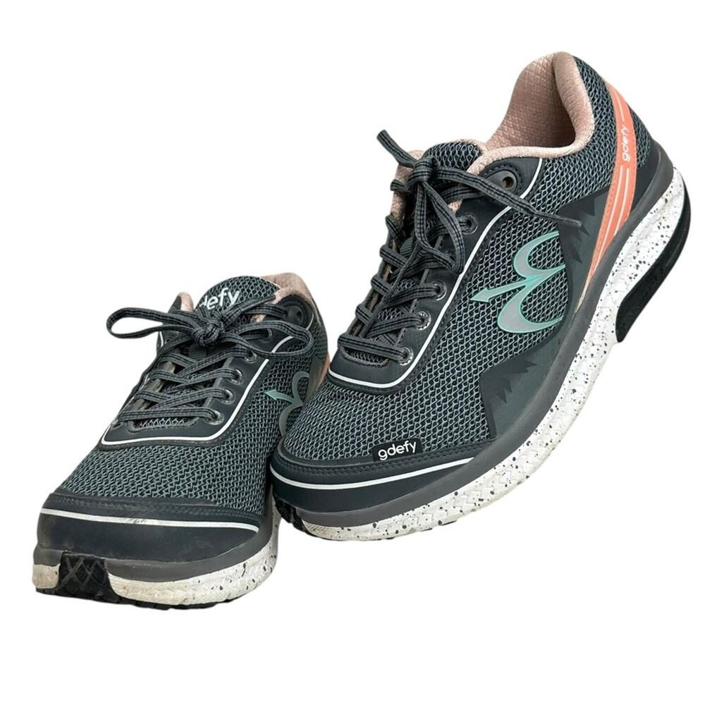Gdefy Gravity Defyer Mighty Walking Athletic Shoes Gray Salmon Size 9 NO INSOLES